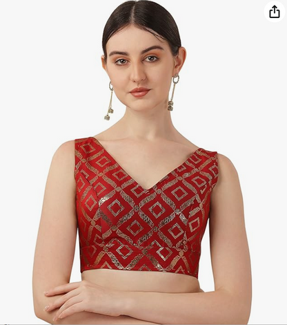 Readymade Sleeveless Blouse for Women Red Size XL