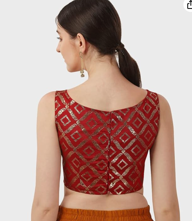 Readymade Sleeveless Blouse for Women Red Size XL