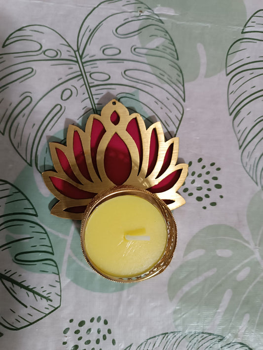 Lotus Handcrafted Tealight Candle Holder with Candle Small