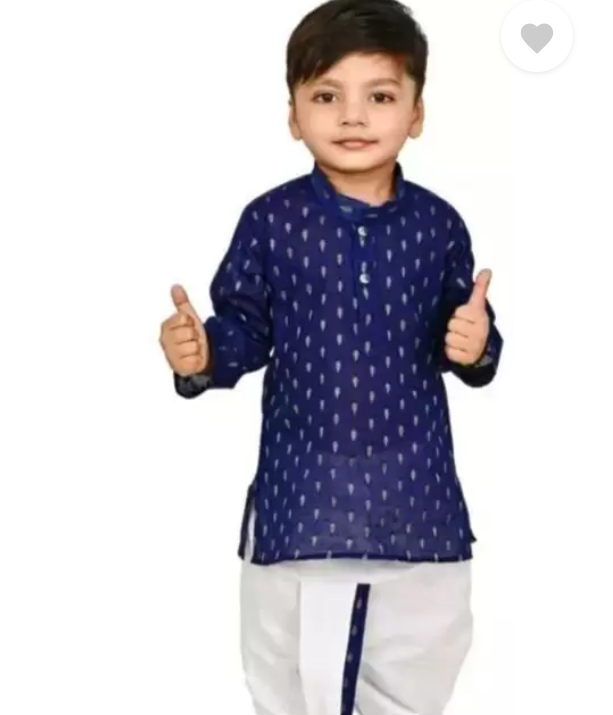 Boys Casual, Festive & Party Kurta and Dhoti Pant Set (Royal Blue) (12-18 Months)