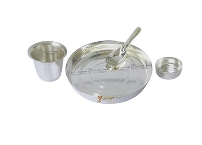 Silver Plated Baby Dinner Set For Annaprashan