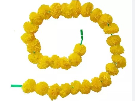 Yellow Marigold Plastic Premium Flower Garland (130cm) (1pc)