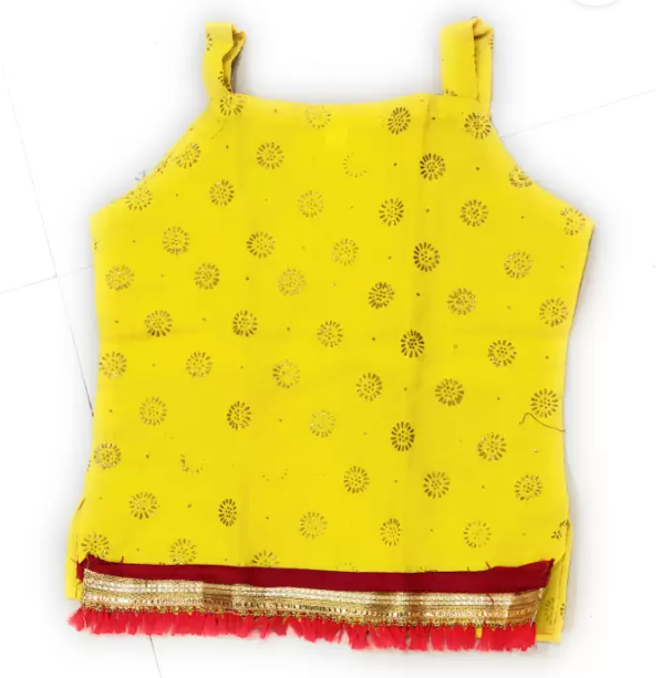 Baby Girls Lehenga Choli Party Wear Printed Lehenga Choli  (Yellow) (6-12 Months)