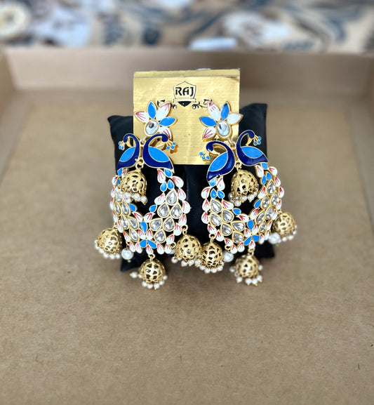 Peacock Kundan Jhumka