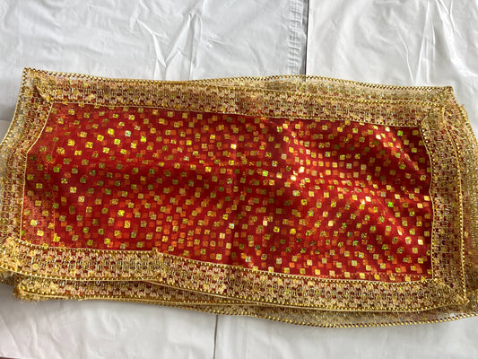 Red Golden Patti Chunri (52x26cm)