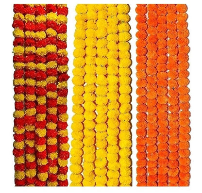 Yellow Marigold Plastic Premium Flower Garland (130cm) (1pc)