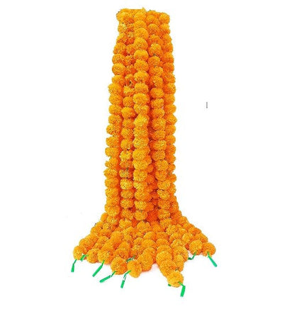 Orange Marigold Plastic Premium Flower Garland (110cm) (1pc)